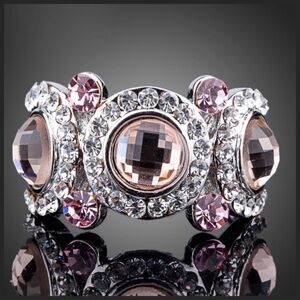 Round Pink Swarovski Crystal Ring DF101